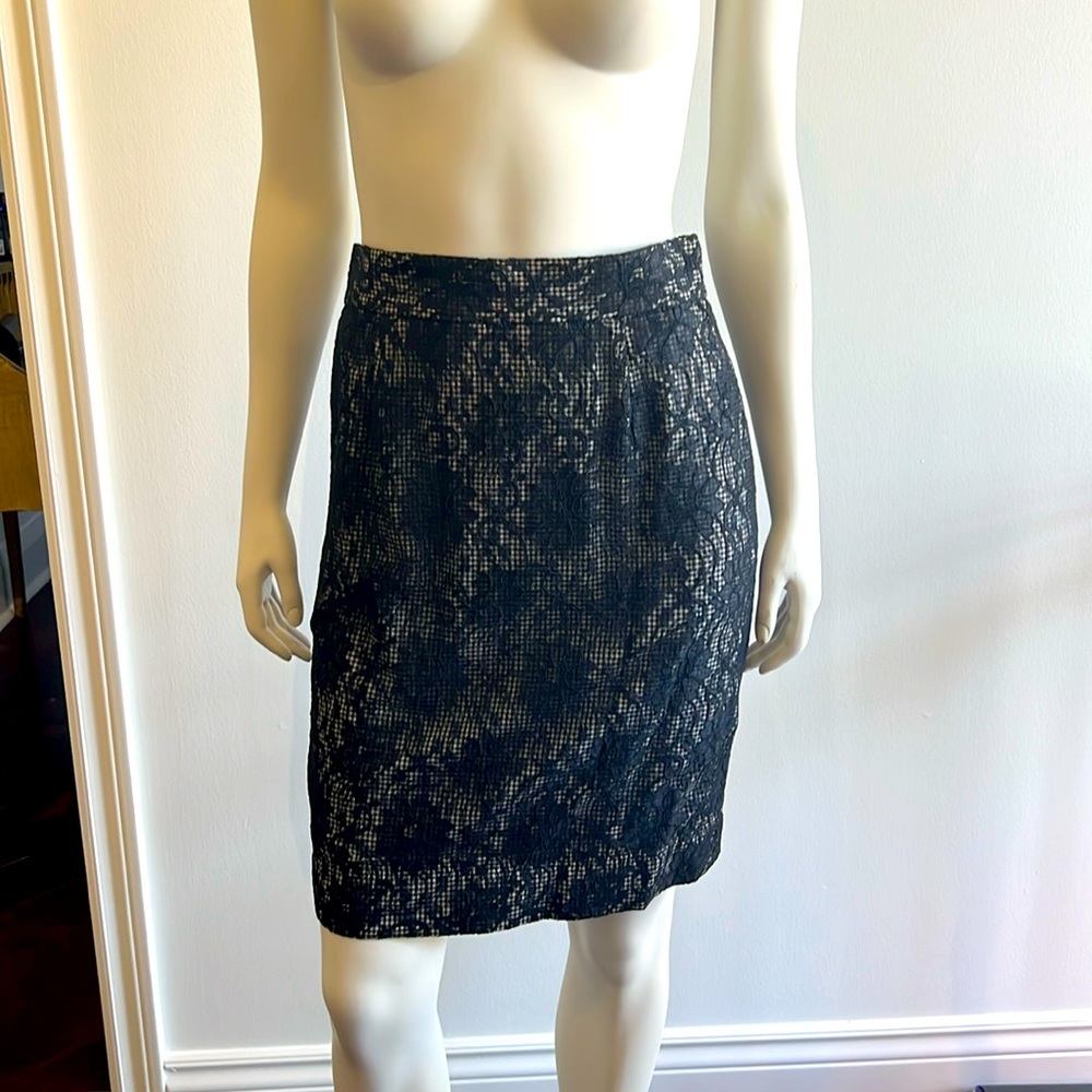 Moschino Cheap & Chic skirt. Black lace over gingham check.  Vintage.